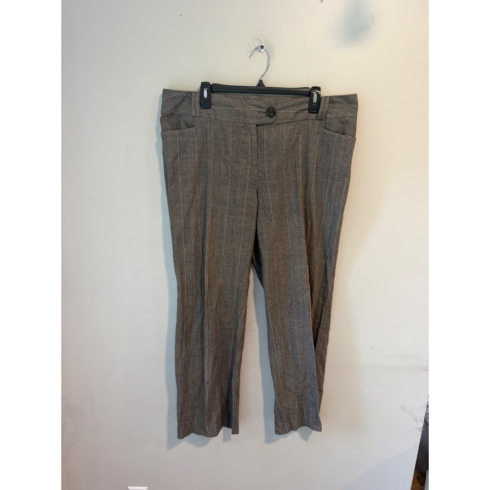 Cato Grey Glen Plaid Metallic Gold Sparkle Dress Pants Womens 16P Petite